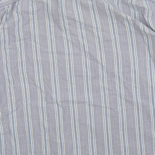 Debenhams Mens Blue Striped Cotton  Button-Up Size L Collared Button