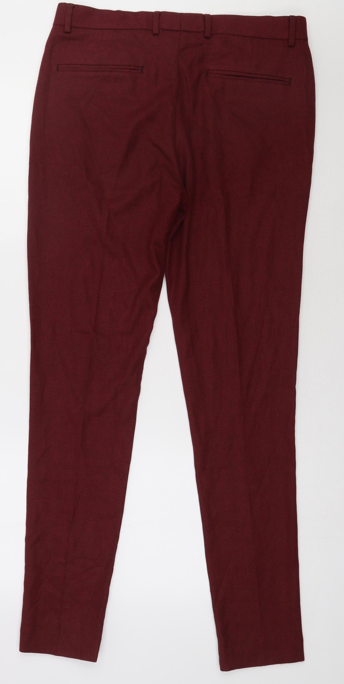 ASOS Mens Red  Polyester Trousers  Size 32 L32 in Regular Button