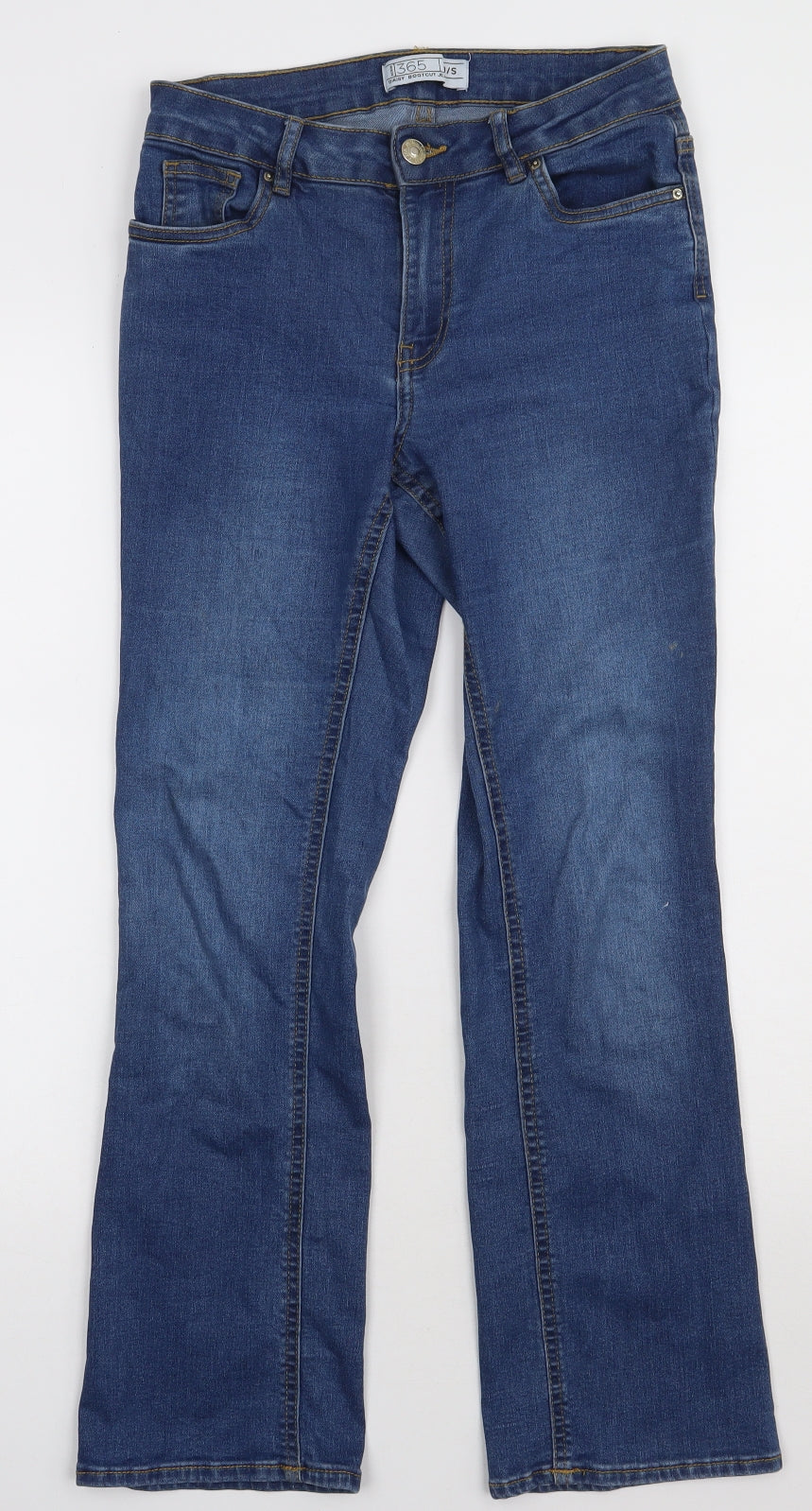 Peacocks Womens Blue  Cotton Straight Jeans Size 10 L28 in Regular Button