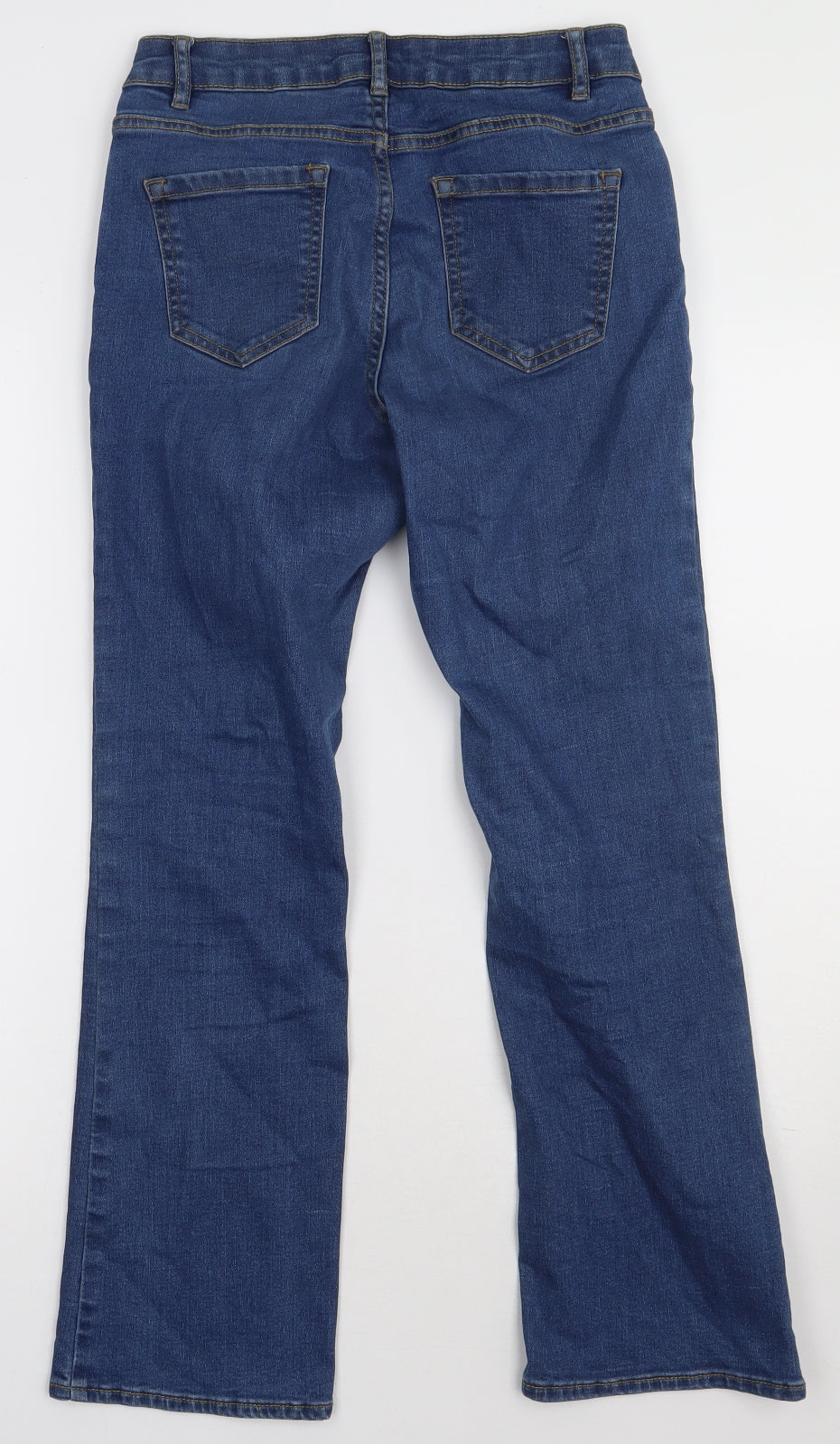 Peacocks Womens Blue  Cotton Straight Jeans Size 10 L28 in Regular Button