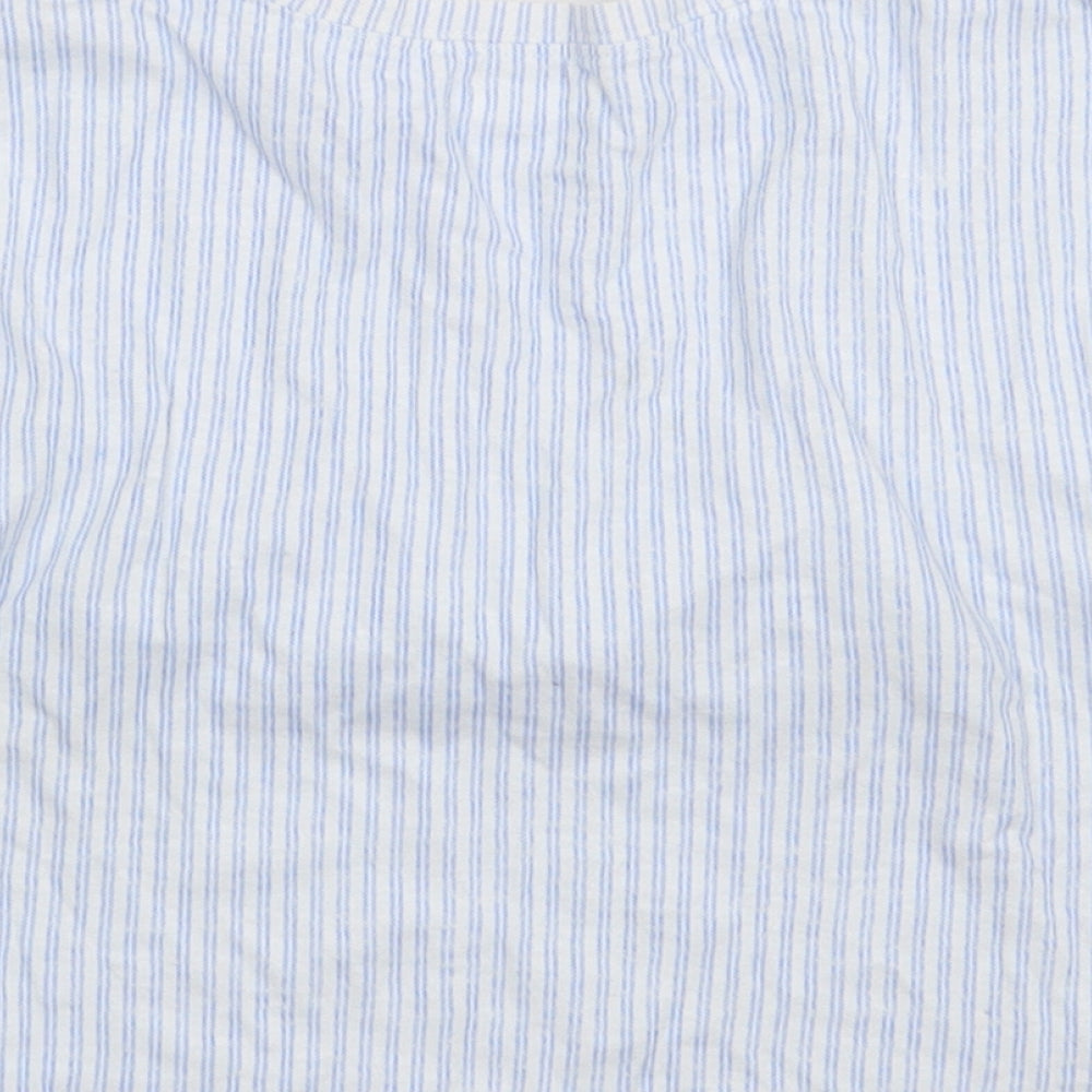 NEXT Girls Blue Striped Cotton Basic T-Shirt Size 8 Years Crew Neck Pullover