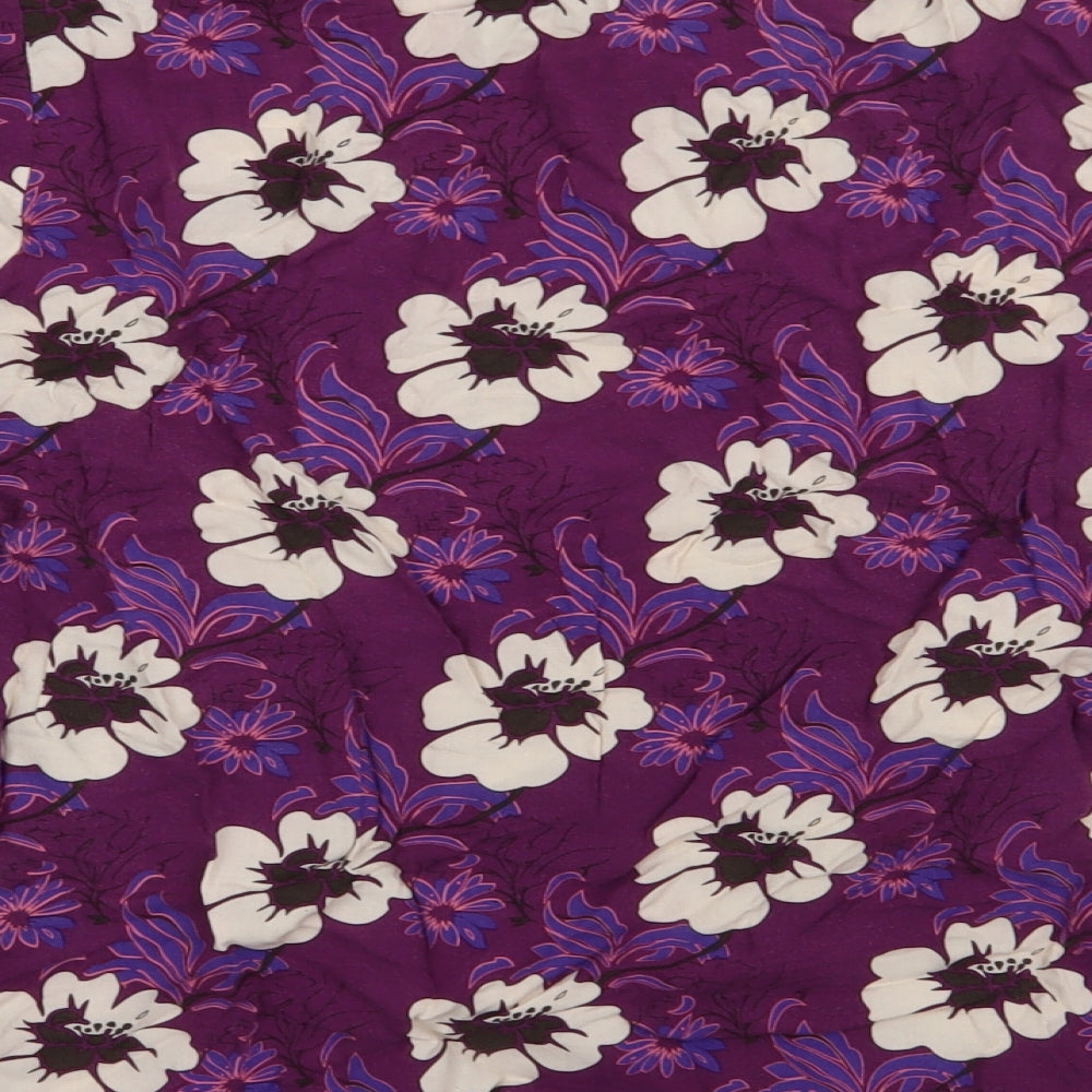 Matalan Womens Purple Floral Viscose Basic T-Shirt Size 30 V-Neck