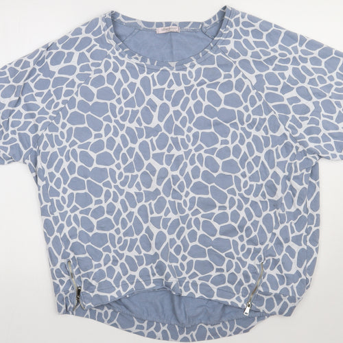 Obsession Womens Blue Animal Print Cotton  Sweatshirt Size XL  Pullover