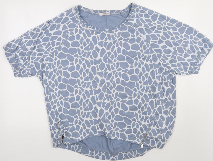 Obsession Womens Blue Animal Print Cotton Sweatshirt Size XL Pullover