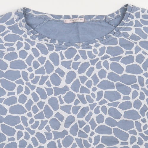 Obsession Womens Blue Animal Print Cotton  Sweatshirt Size XL  Pullover