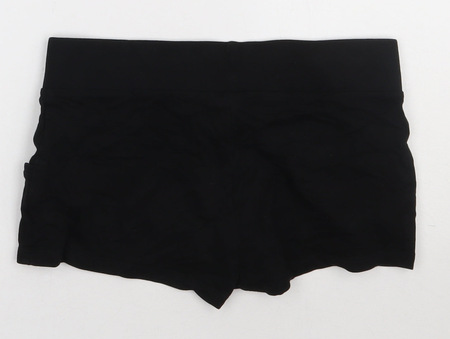 H&M Womens Black  Cotton Sweat Shorts Size S  Regular Tie