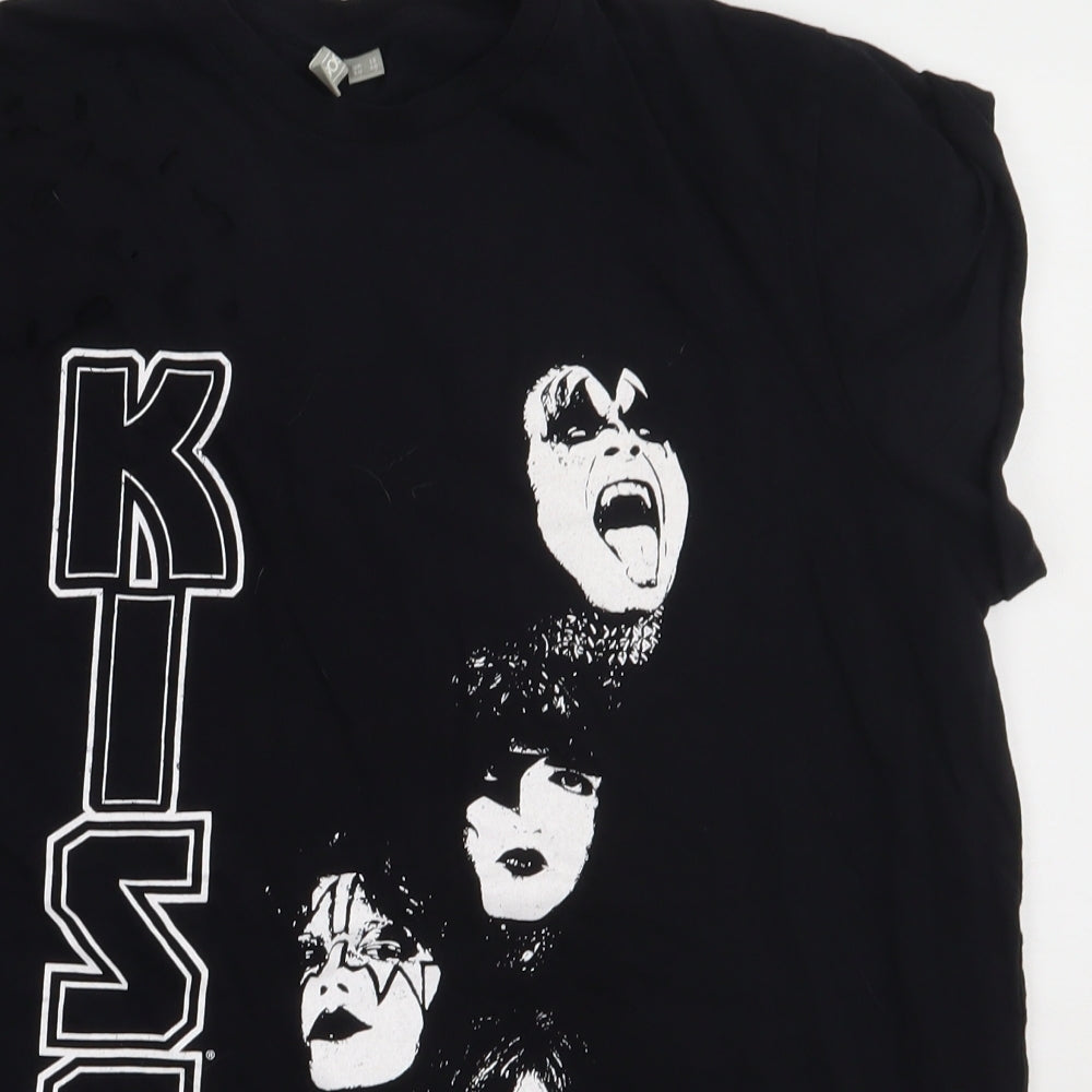 ASOS Womens Black  Cotton Basic T-Shirt Size 12 Crew Neck - kiss