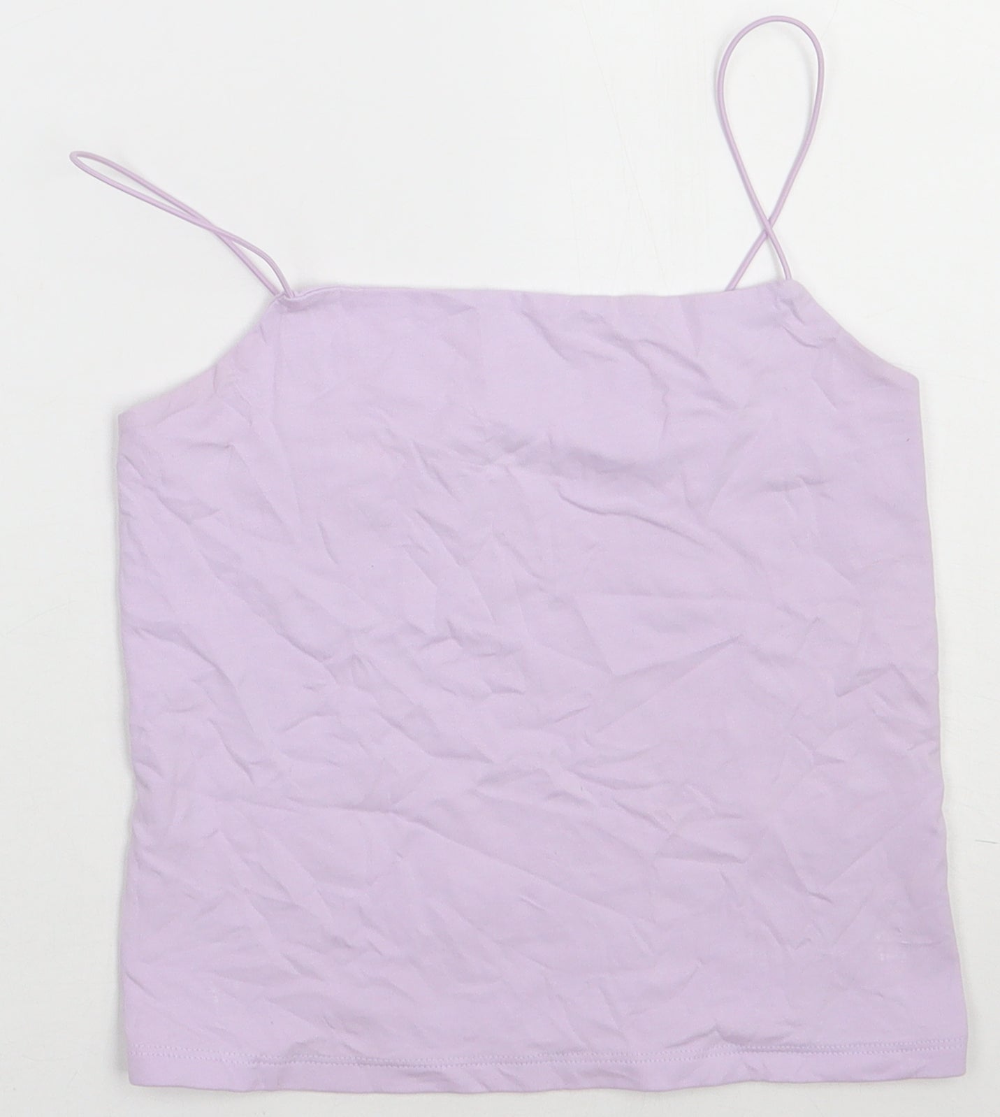 Primark Womens Purple  Cotton Cropped Tank Size 10 Square Neck