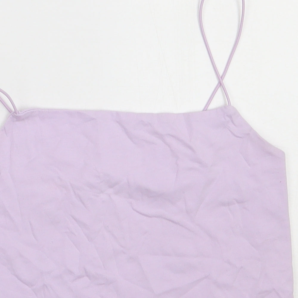 Primark Womens Purple  Cotton Cropped Tank Size 10 Square Neck
