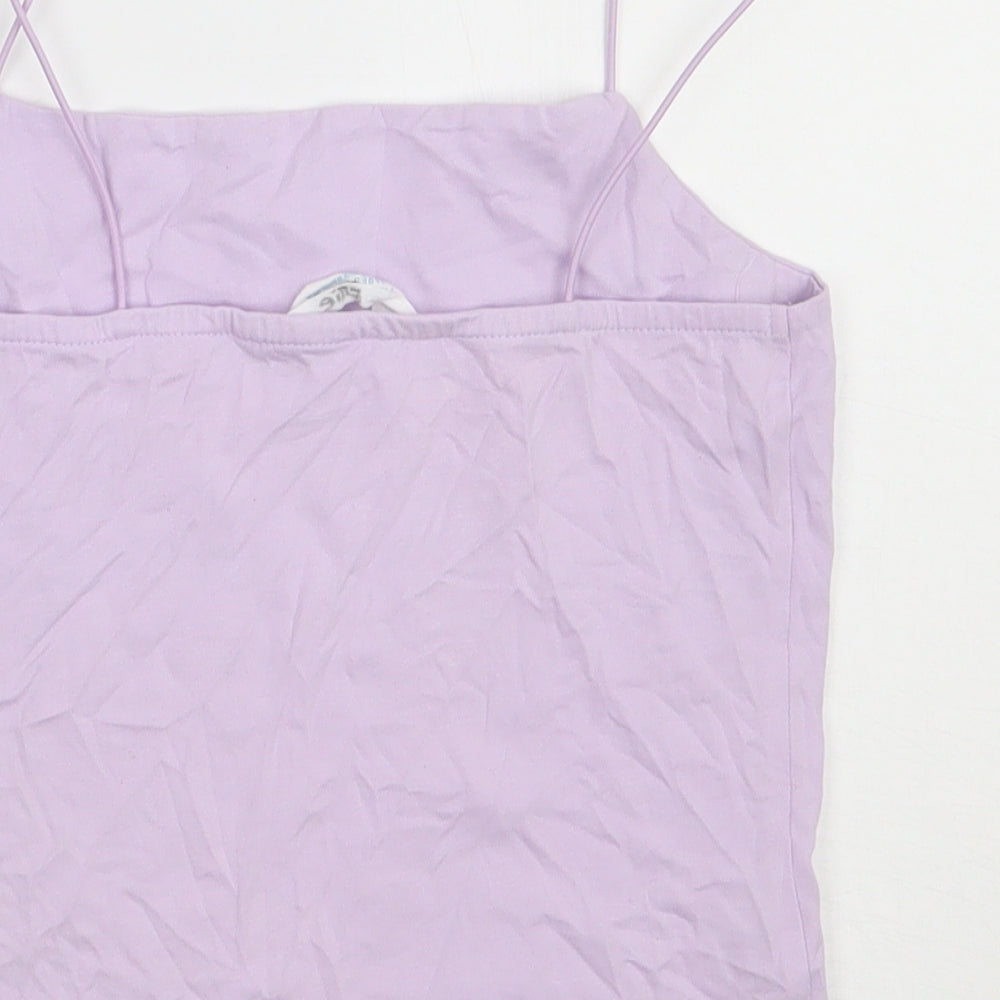 Primark Womens Purple  Cotton Cropped Tank Size 10 Square Neck