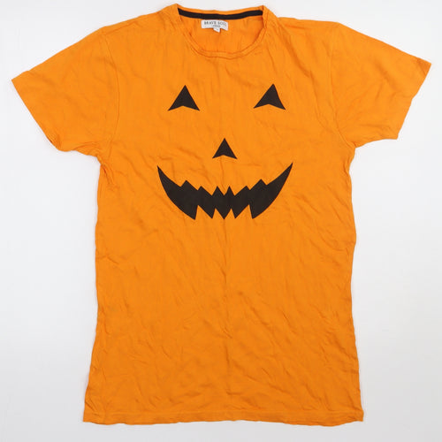 Brave Soul Womens Orange  Cotton Basic T-Shirt Size XS Crew Neck - Pumpkin