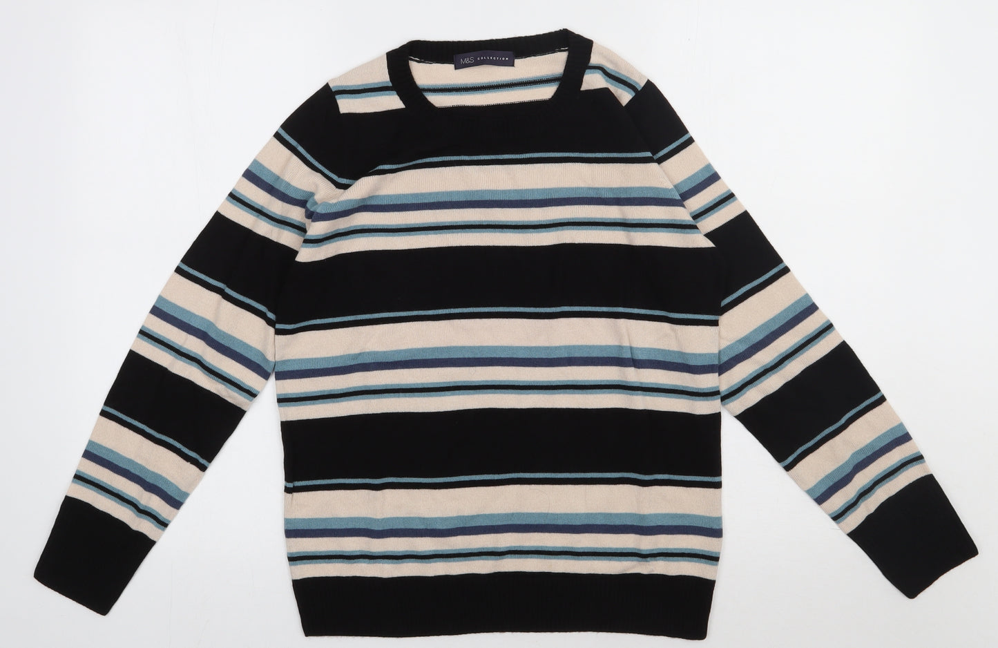 Marks and Spencer Womens Multicoloured Striped Acrylic Pullover Sweatshirt Size 12  Pullover