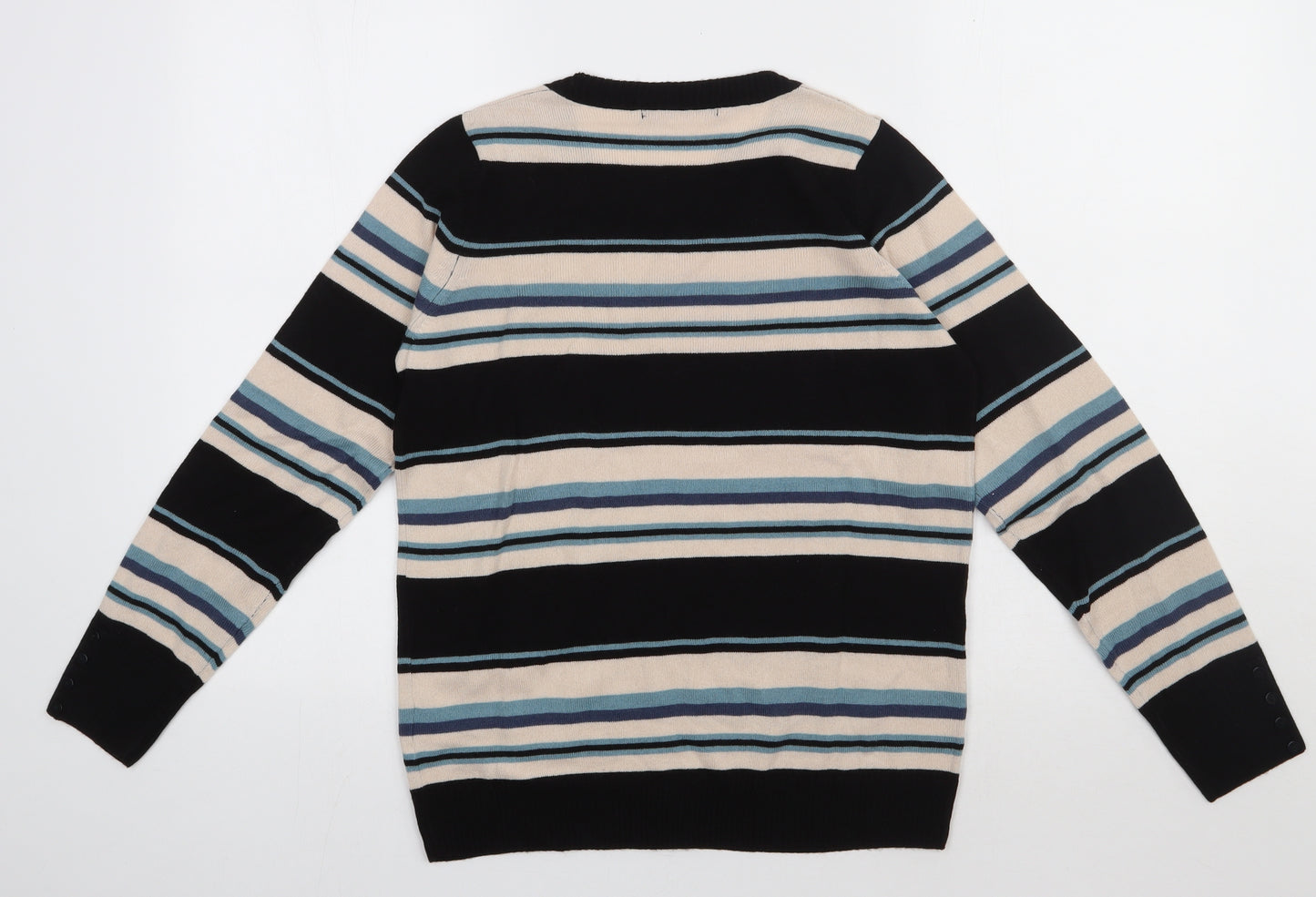 Marks and Spencer Womens Multicoloured Striped Acrylic Pullover Sweatshirt Size 12  Pullover