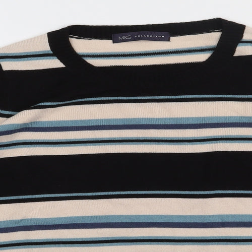 Marks and Spencer Womens Multicoloured Striped Acrylic Pullover Sweatshirt Size 12  Pullover