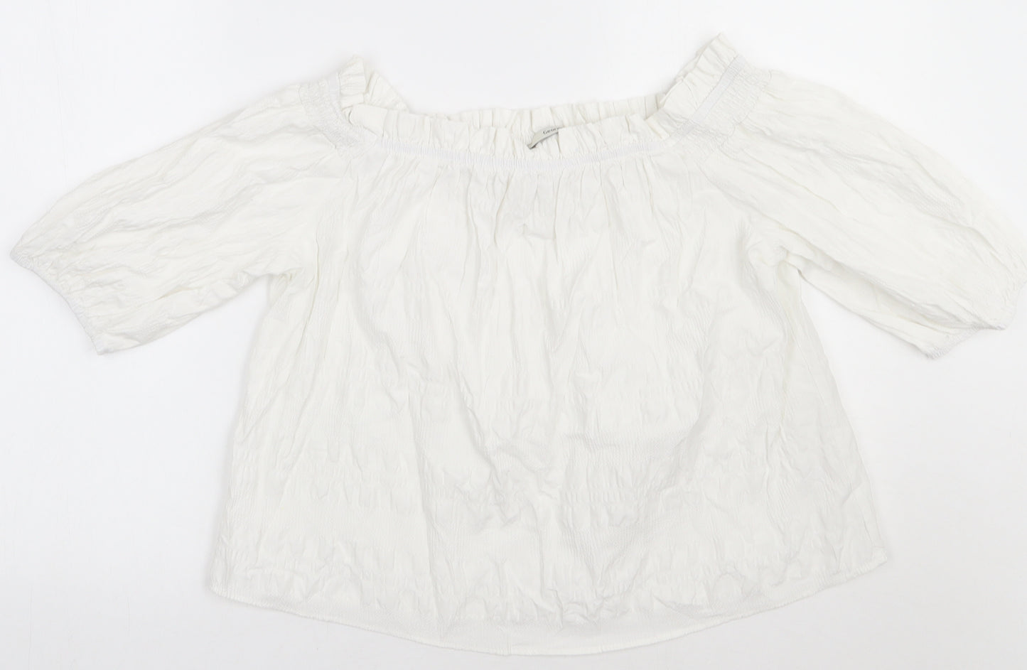 George Womens White  Cotton Basic T-Shirt Size 12 Off the Shoulder