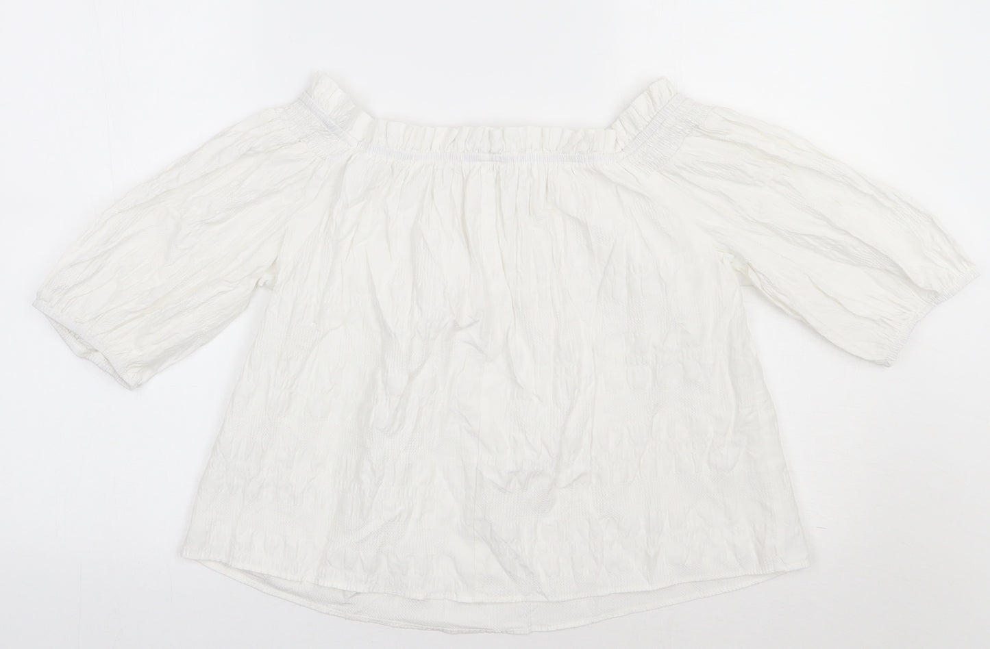 George Womens White  Cotton Basic T-Shirt Size 12 Off the Shoulder