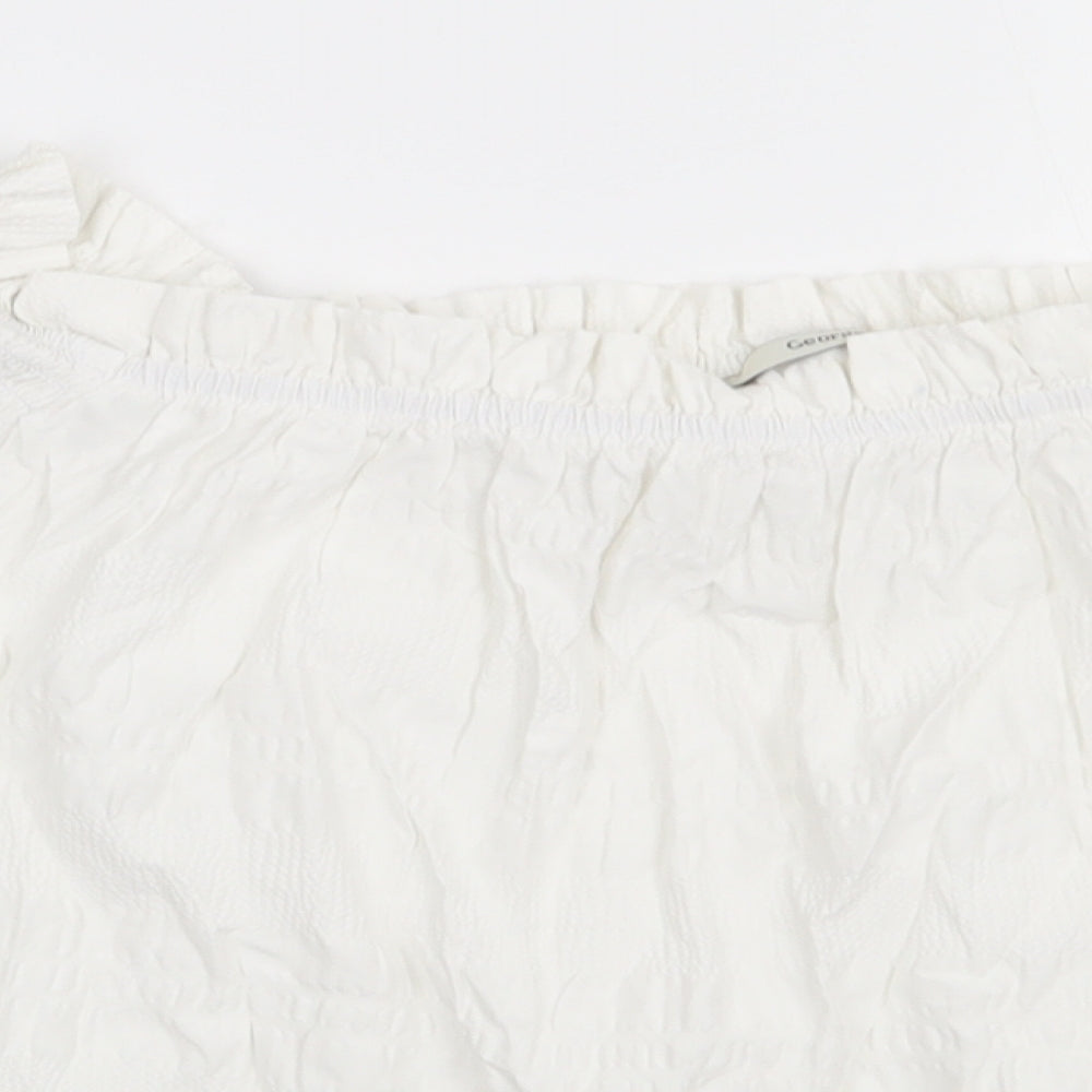 George Womens White  Cotton Basic T-Shirt Size 12 Off the Shoulder