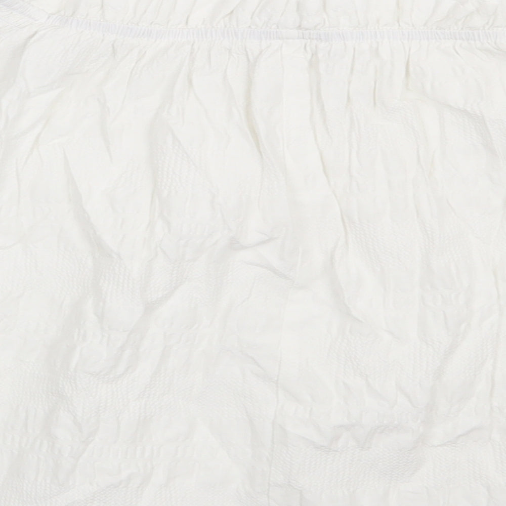 George Womens White  Cotton Basic T-Shirt Size 12 Off the Shoulder