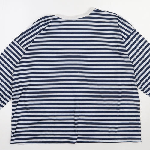 I SAW IT FIRST Womens Blue Striped Polyester Pullover Sweatshirt Size 8  Pullover