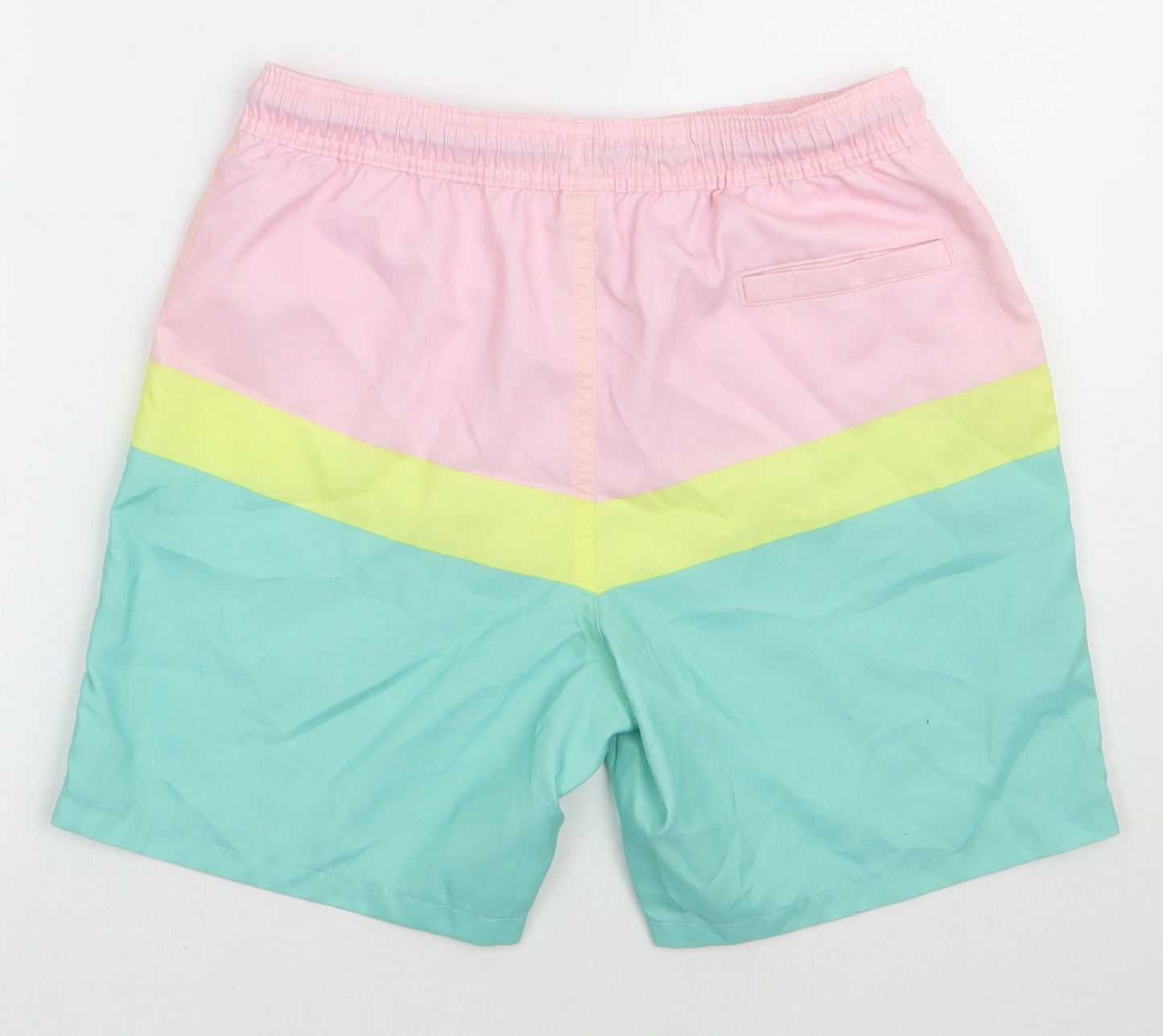 Marks and Spencer Boys Multicoloured Striped Polyester Sweat Shorts Size 13-14 Years  Regular Tie