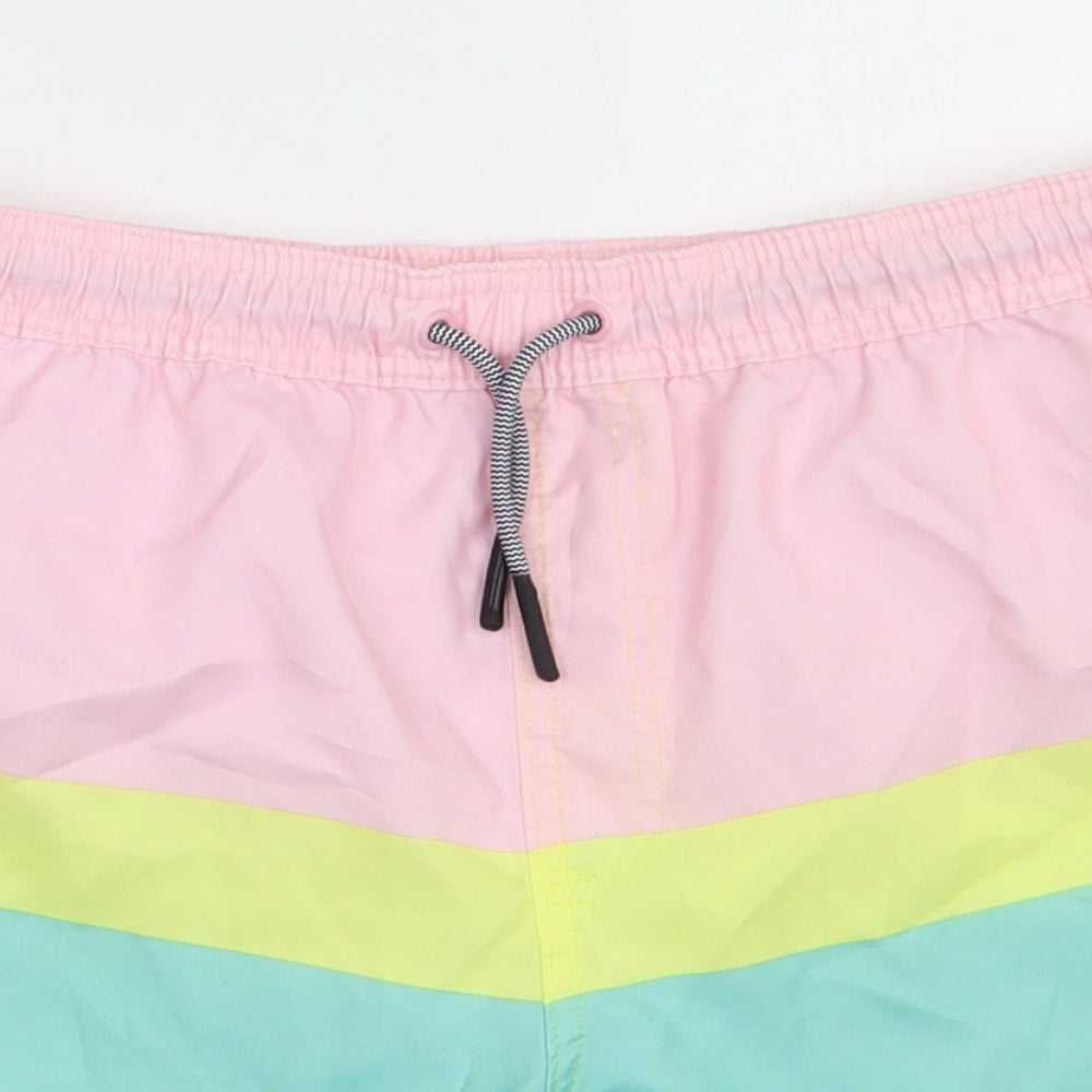Marks and Spencer Boys Multicoloured Striped Polyester Sweat Shorts Size 13-14 Years  Regular Tie