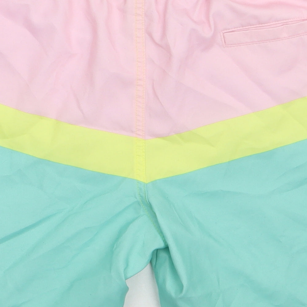 Marks and Spencer Boys Multicoloured Striped Polyester Sweat Shorts Size 13-14 Years  Regular Tie
