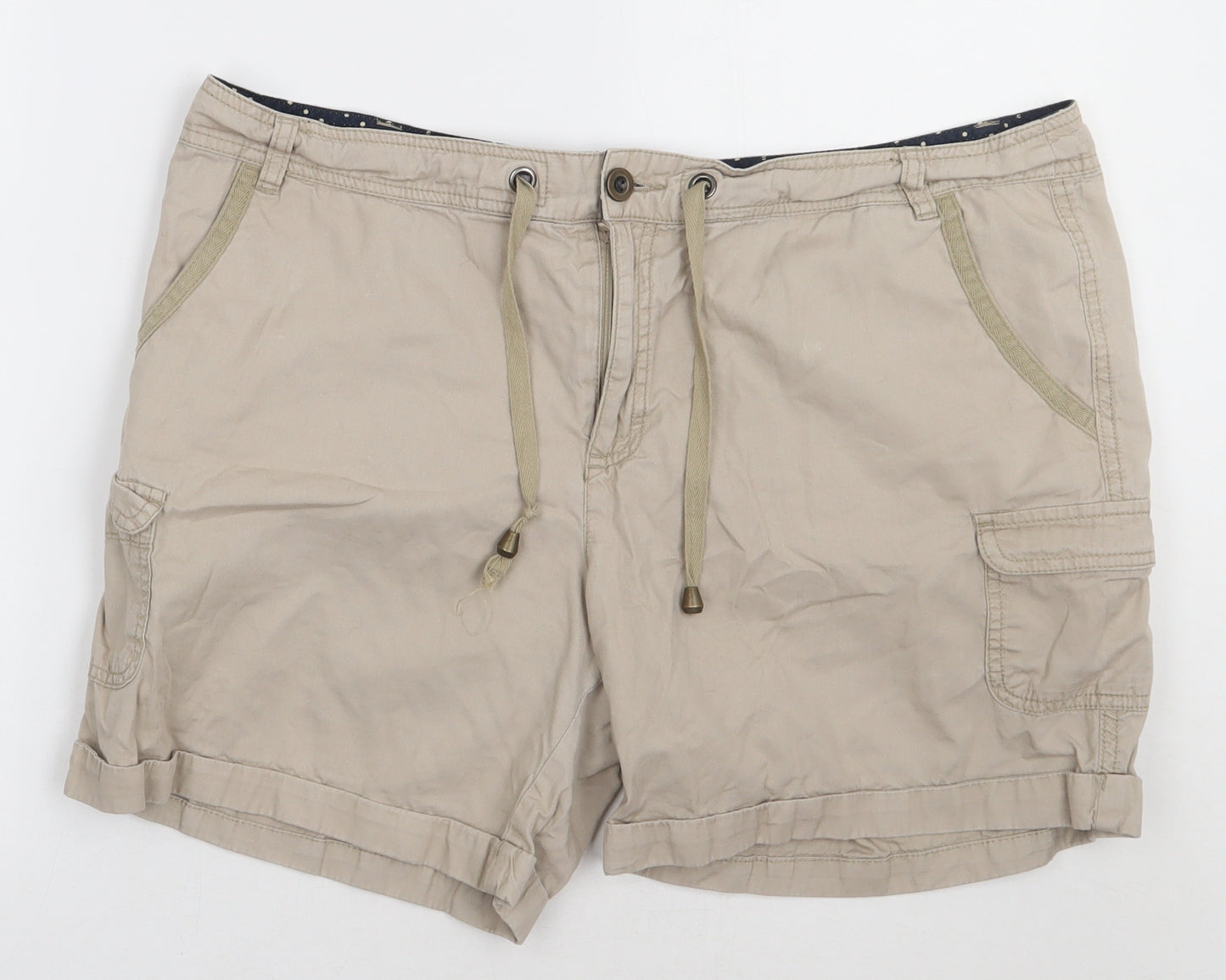 F&F Womens Beige  Cotton Cargo Shorts Size 18 L8 in Regular Button