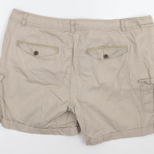 F&F Womens Beige  Cotton Cargo Shorts Size 18 L8 in Regular Button