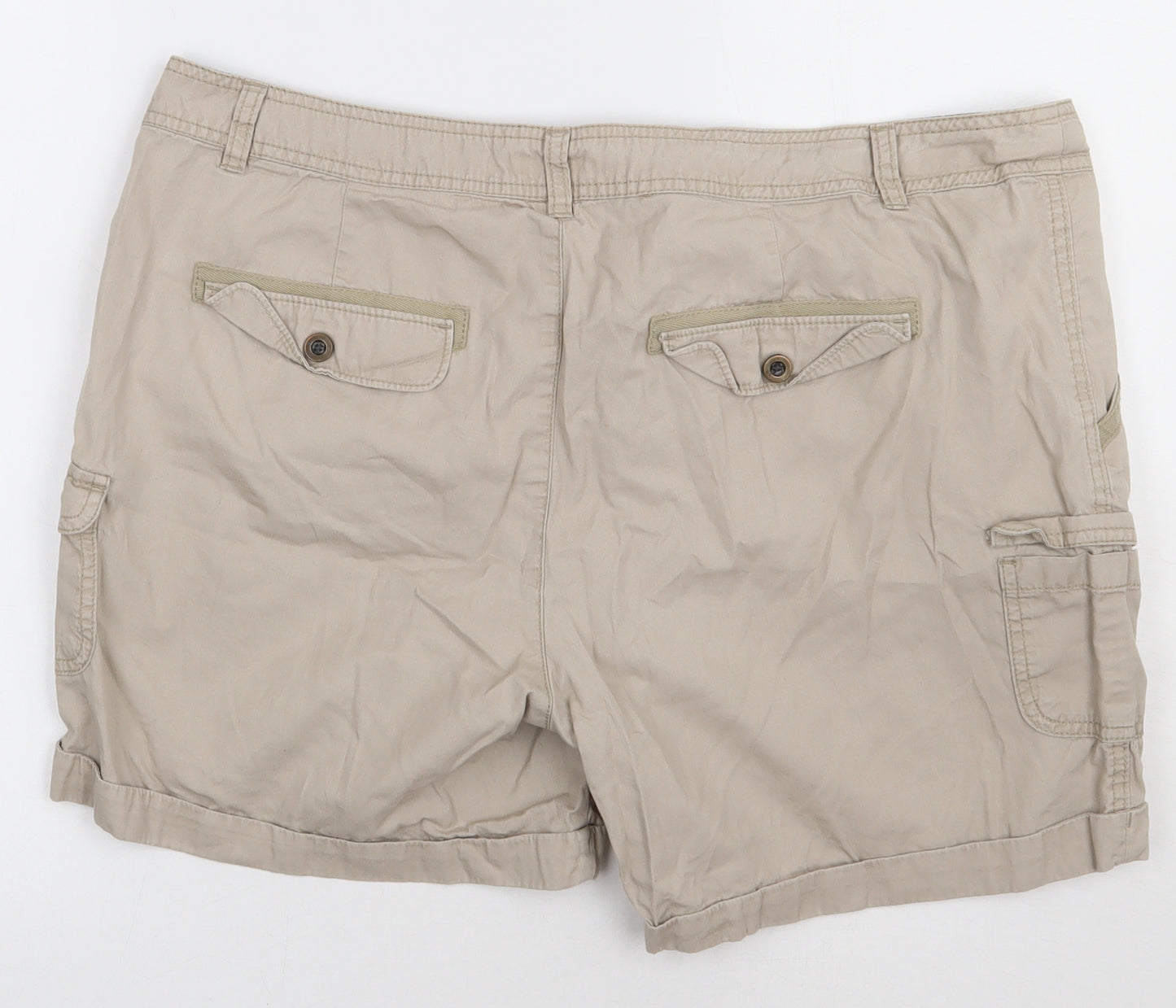 F&F Womens Beige  Cotton Cargo Shorts Size 18 L8 in Regular Button
