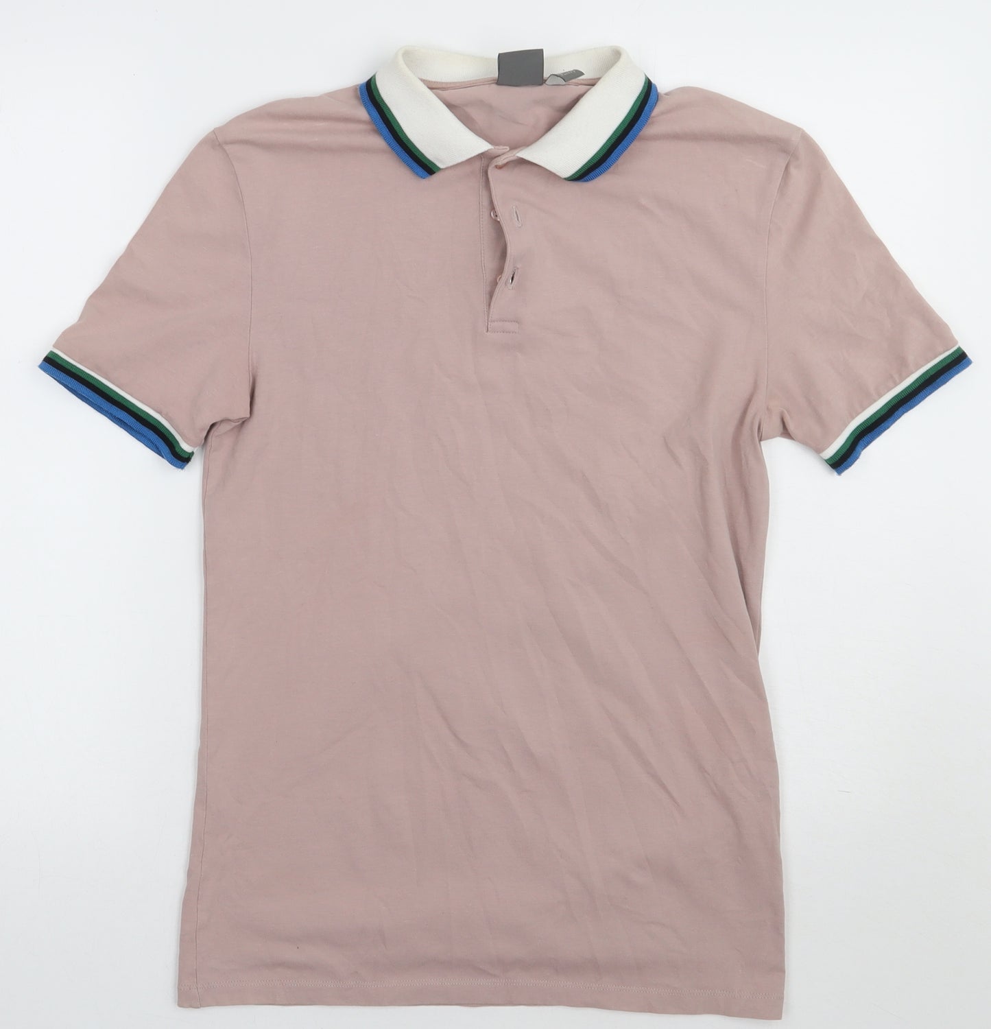 ASOS Mens Beige  Cotton  Polo Size M Collared Button
