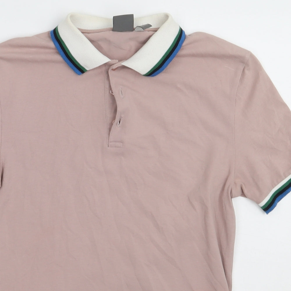 ASOS Mens Beige  Cotton  Polo Size M Collared Button