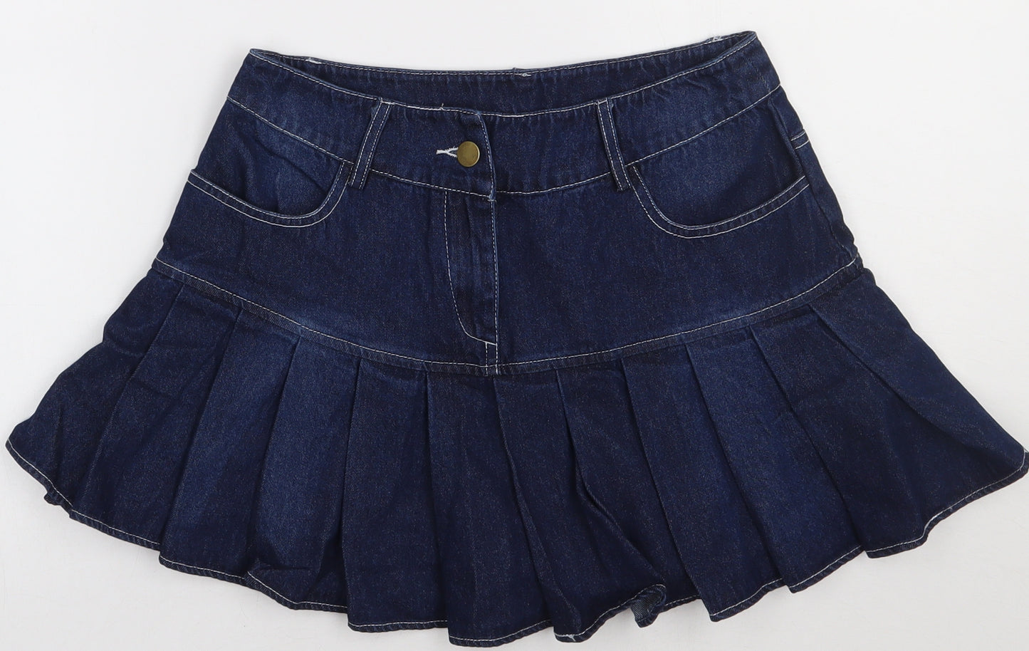 SheIn Womens Blue  Cotton Mini Skirt Size S   Button