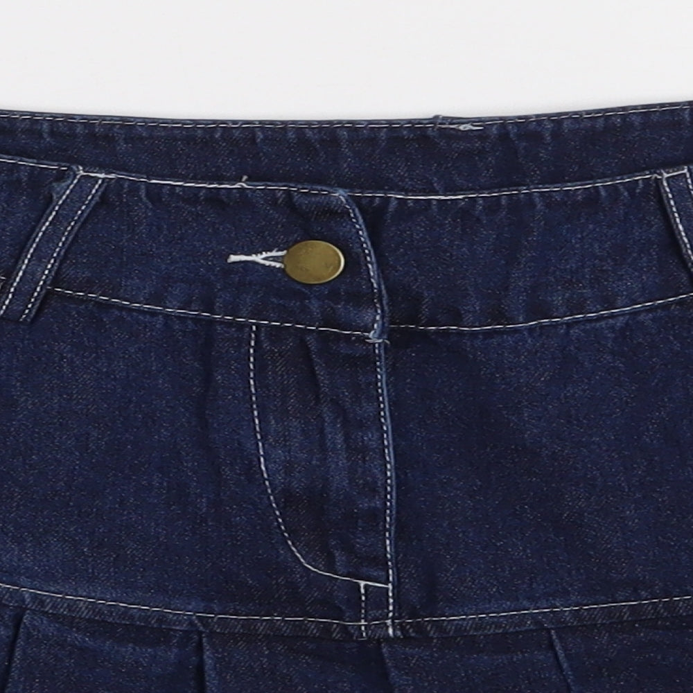 SheIn Womens Blue  Cotton Mini Skirt Size S   Button