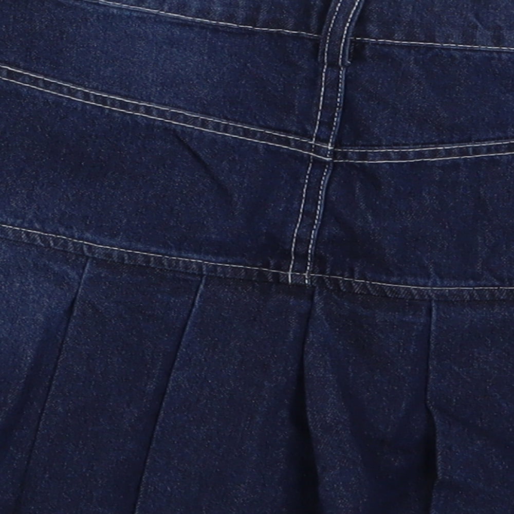 SheIn Womens Blue  Cotton Mini Skirt Size S   Button