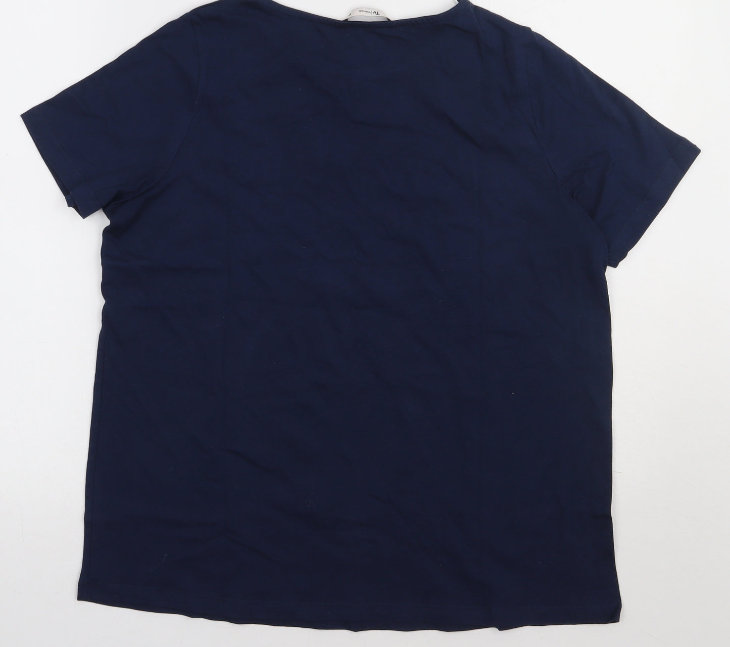 sainsburys Womens Blue  Cotton Basic T-Shirt Size 10 Crew Neck - long time no sea