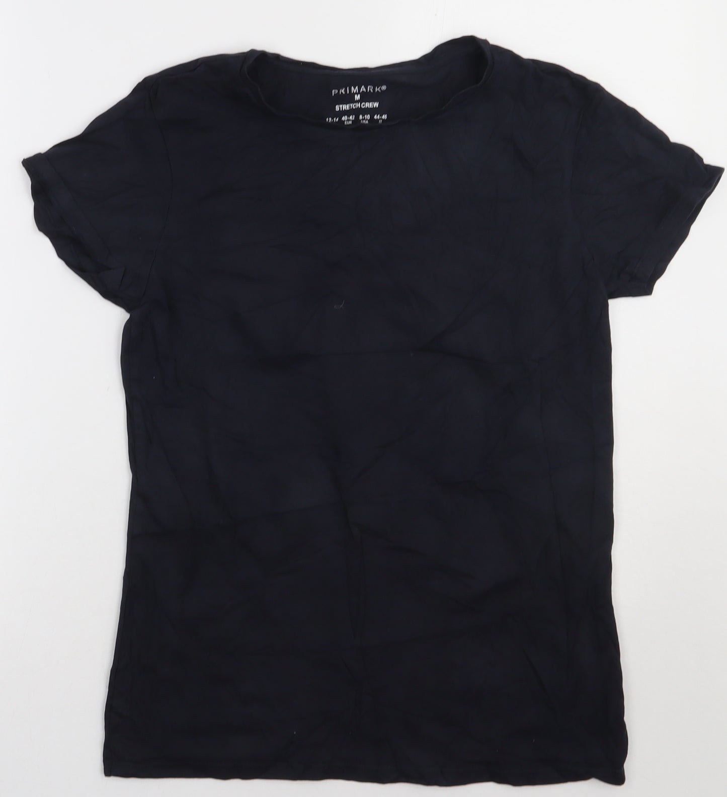 Primark Womens Blue  Cotton Basic T-Shirt Size 14 Crew Neck
