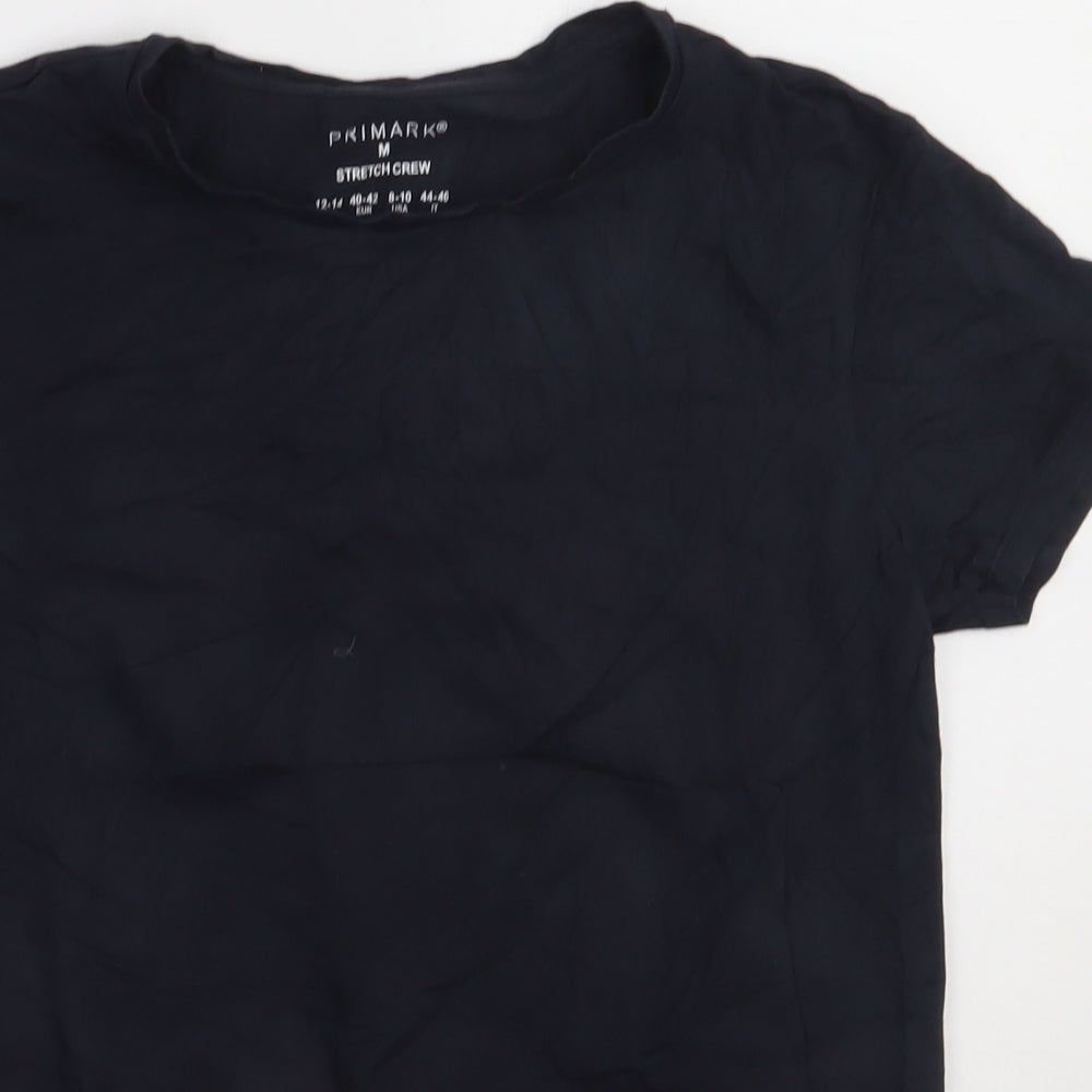Primark Womens Blue  Cotton Basic T-Shirt Size 14 Crew Neck