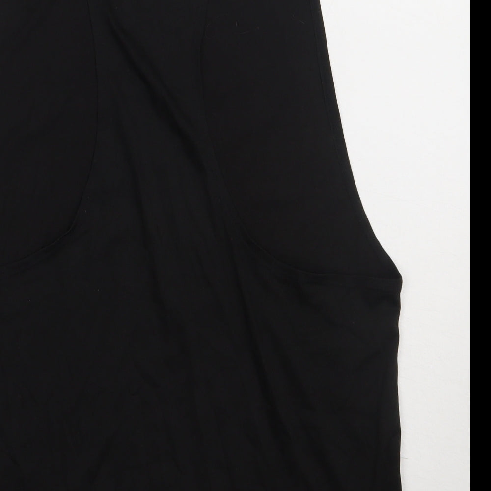 Preworn Mens Black  Polyester Basic Tank Size M Scoop Neck Pullover