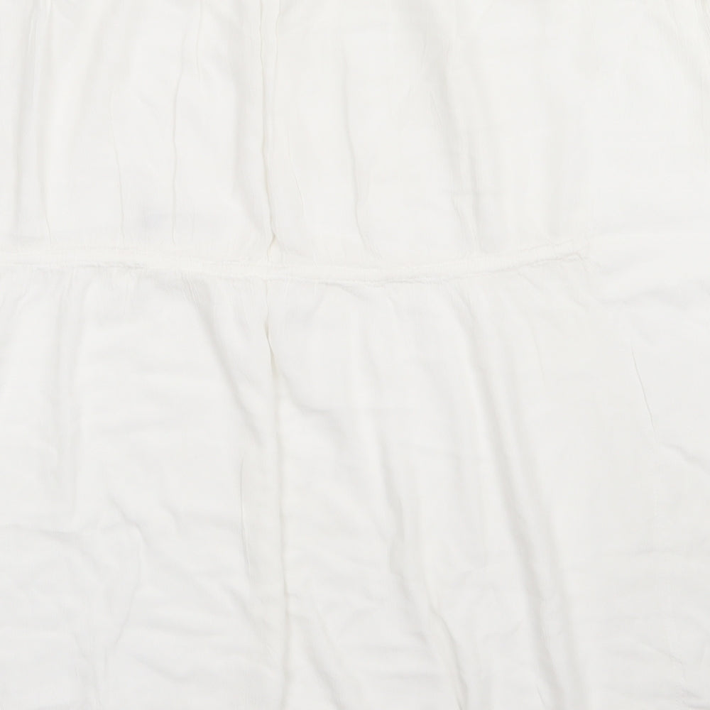 F&F Womens White  Viscose Basic T-Shirt Size XS Crew Neck - cover up
