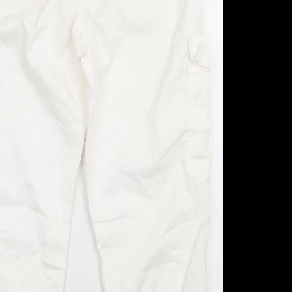 Marks and Spencer Womens White  Lyocell Cargo Trousers Size 10 L28 in Regular Button