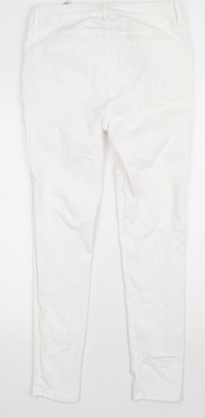 Marks and Spencer Womens White  Cotton Skinny Jeans Size 10 L30 in Regular Button