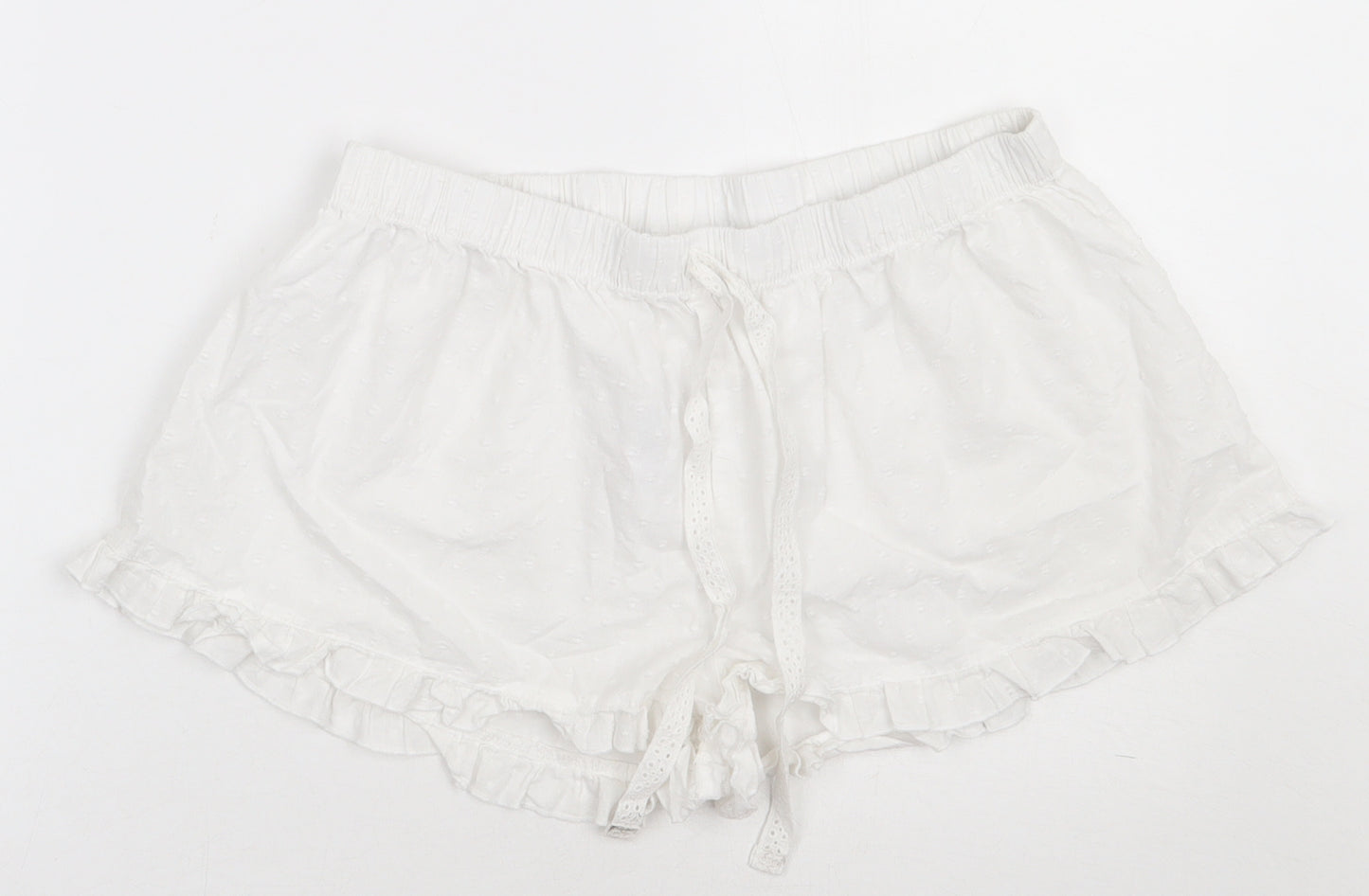 Primark Womens White Polka Dot Cotton  Sleep Shorts Size M  Tie