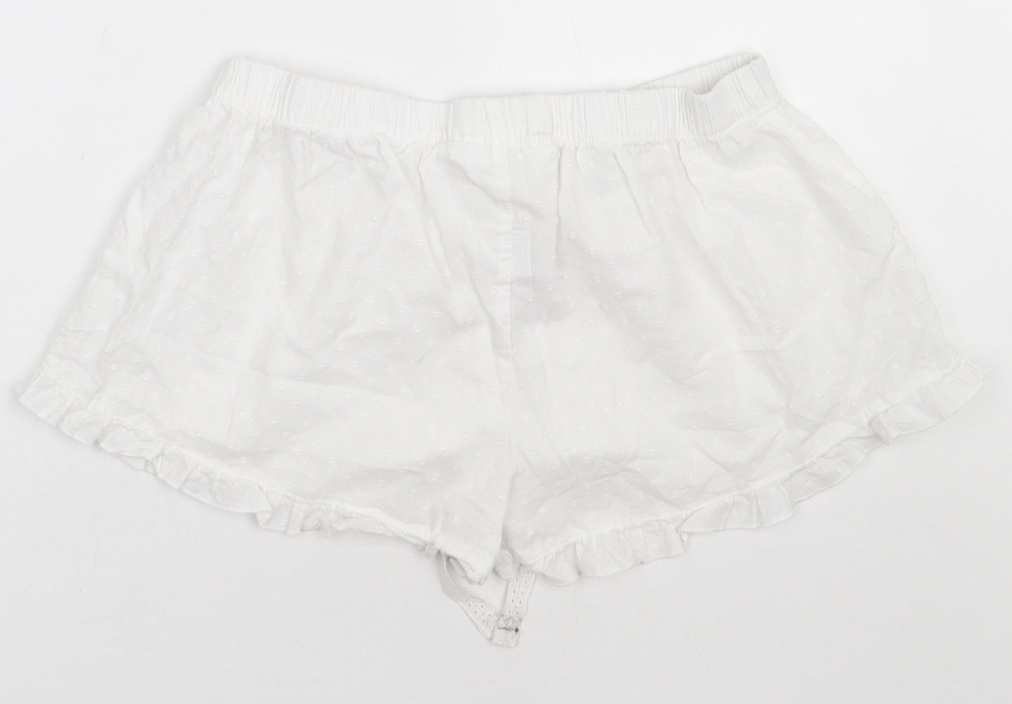 Primark Womens White Polka Dot Cotton  Sleep Shorts Size M  Tie