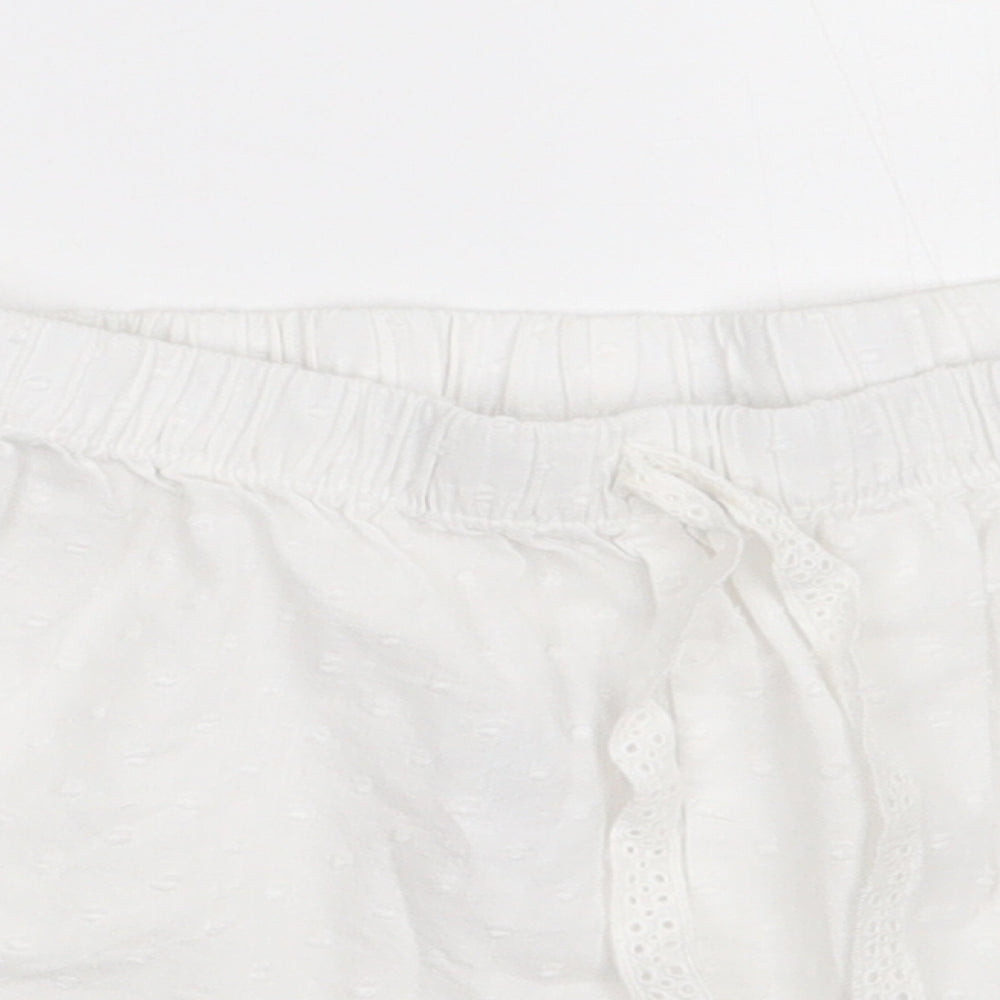 Primark Womens White Polka Dot Cotton  Sleep Shorts Size M  Tie