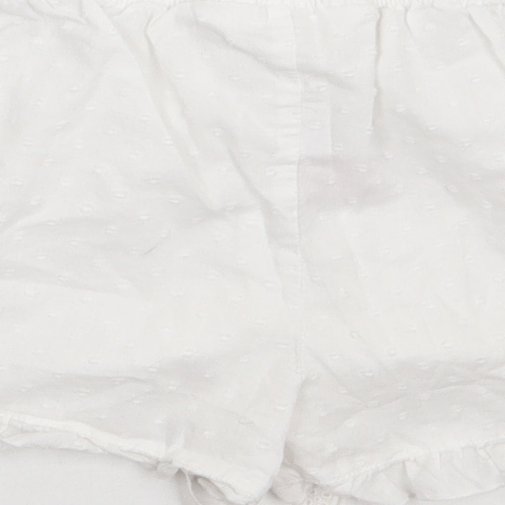 Primark Womens White Polka Dot Cotton  Sleep Shorts Size M  Tie