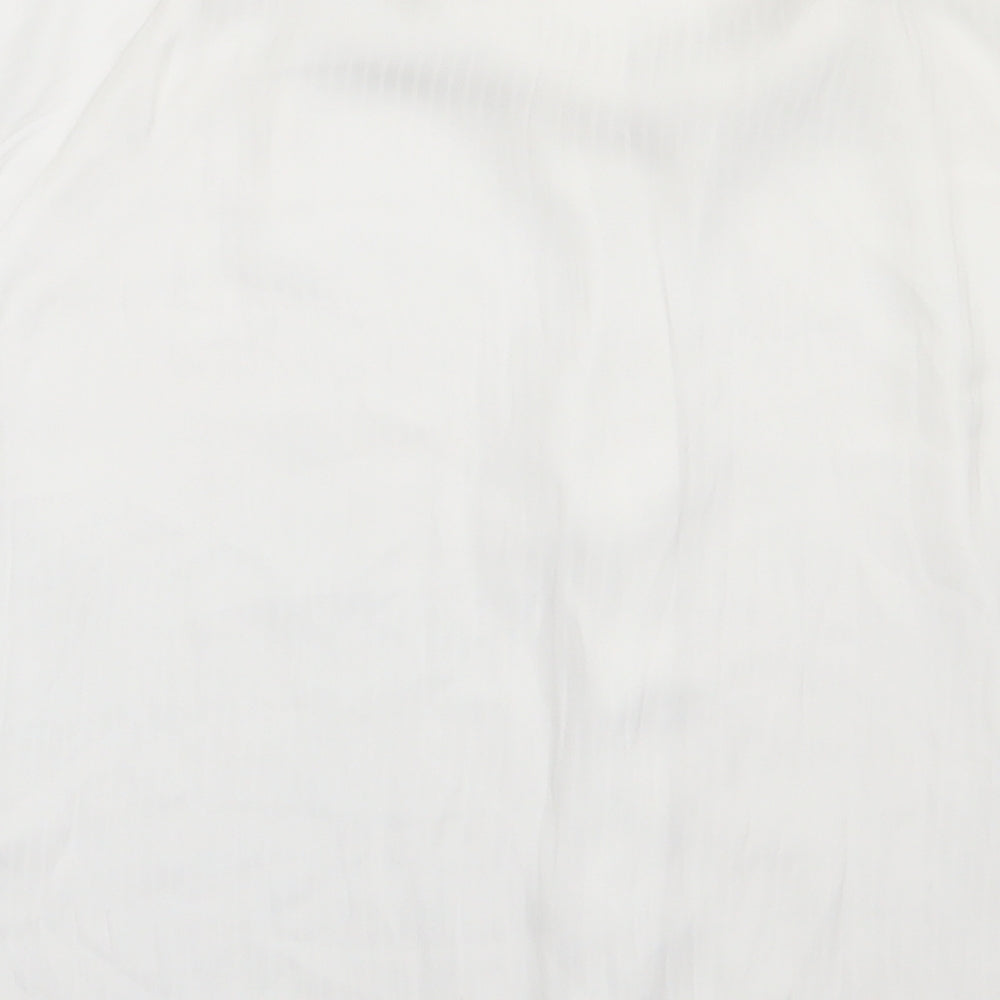 H&M Womens White  Polyester Basic Button-Up Size 8 V-Neck