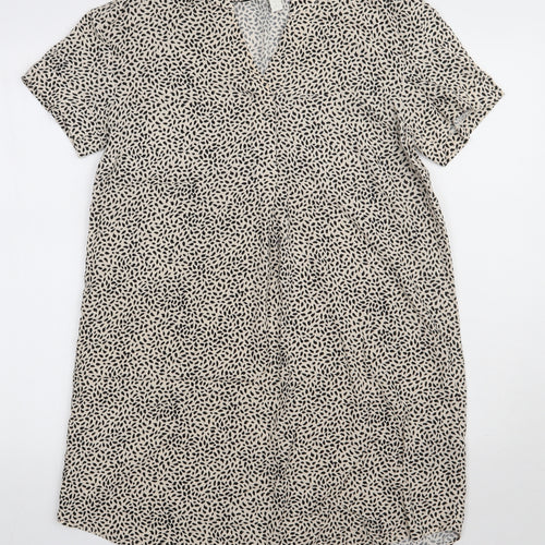 H&M Womens Brown Animal Print Viscose A-Line  Size 4  V-Neck Pullover