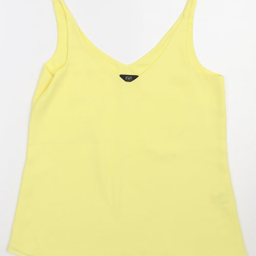 F&F Womens Yellow  Polyester Basic Tank Size 6 V-Neck