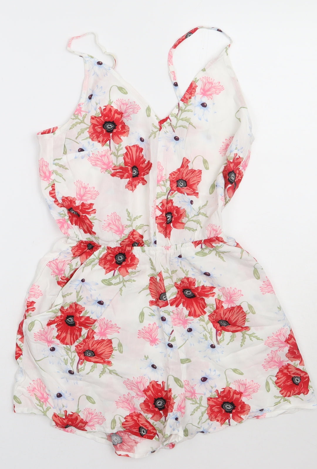 H&M Womens Pink Flecked Viscose Playsuit One-Piece Size 10  Pullover