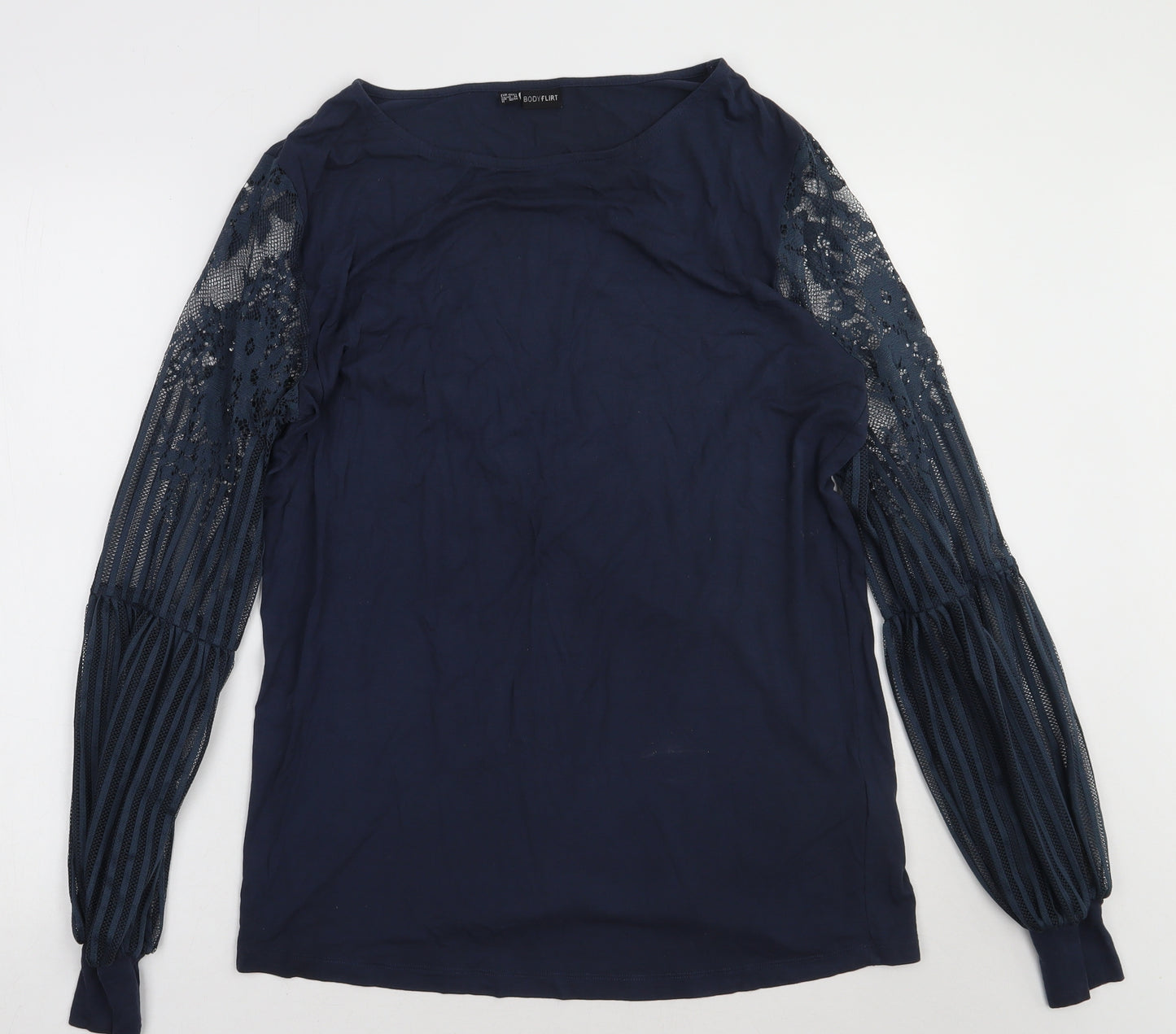 Body Flirt Womens Blue  Viscose Pullover Sweatshirt Size M  Pullover - lace detail arms